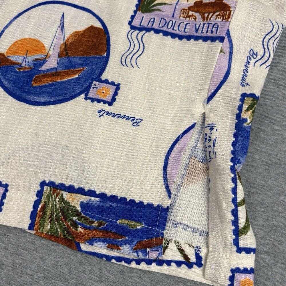 Paper Heart Tropical Stamp Print Camp Shirt Linen Blend‎ Oversized Womens M NWT - Picture 9 of 12